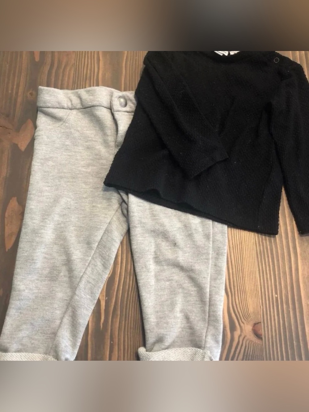 Disney Kids Grey Stretch Joggers and black top set